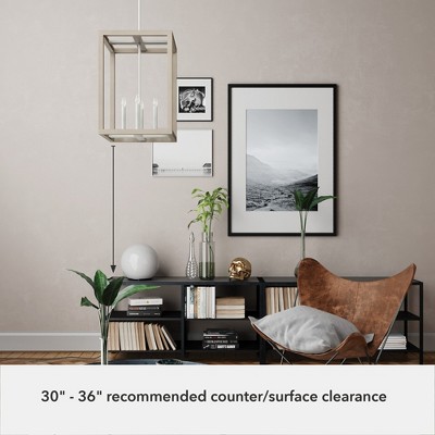 Brushed Nickel and Bleached Wood 15" LED Pendant Light