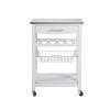 Syemin Kitchen Carts and Islands Mobile Rolling Kitchen Island Trolley Serving Cart Kitchen Island with Storage, White, 22.76"*15.75"*33.35" - 2 of 4