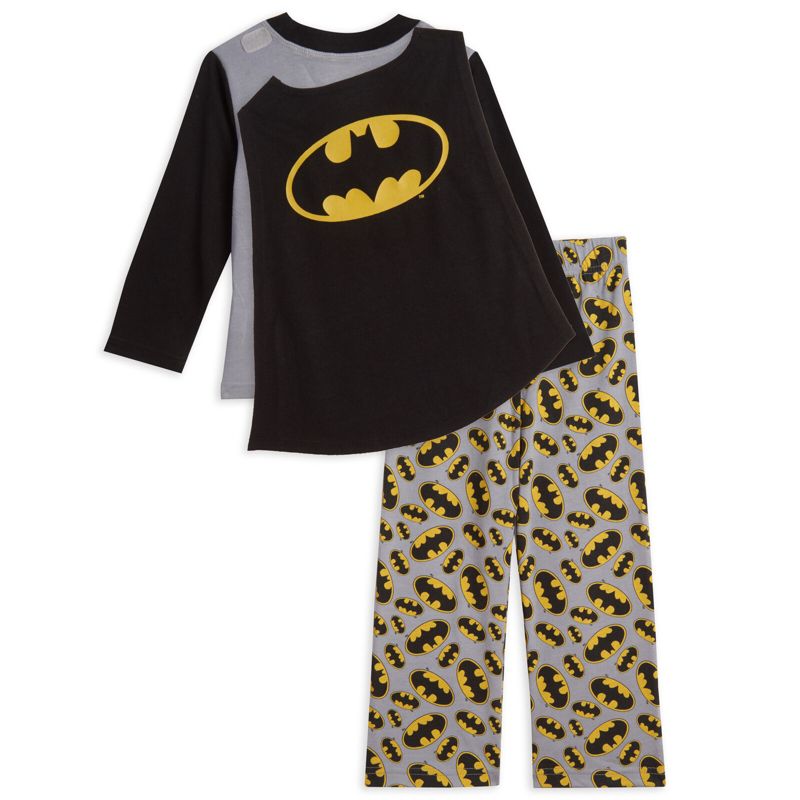 DC Comics Justice League Superman Batman Pajama Shirt and Pants Detachable Cape Sleep Set Toddler, 5 of 9