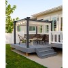 Outdoor Aluminum Pergola, Upgraded Retractable Canopy, Adjustable Shade, Metal Patio Shelter, Wood Grain-Look Frame, for Garden and Backyard - 3 of 4