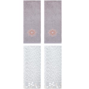REGALWOVEN 4 Pcs 100% Cotton Floral Embroidered Soft Absorbent Decorative Hand Towel - 1 of 4
