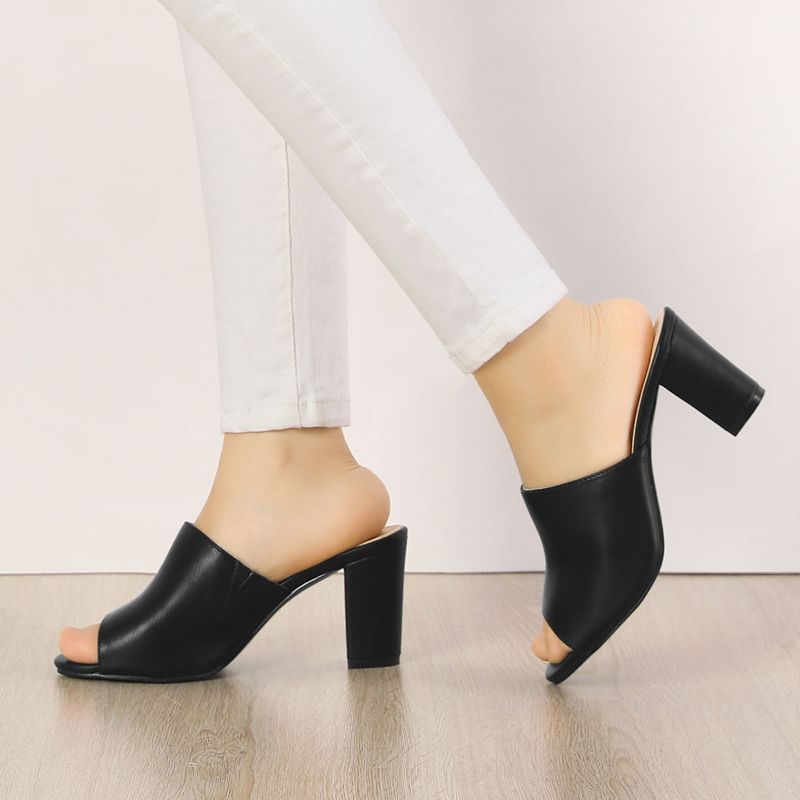 Allegra K Women's Slip-on Block Heel Slide Sandals, 2 of 8