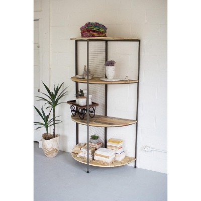 Recycled Wood and Metal Demi Lune Shelving Unit – 71.5" Tall by Kalalou