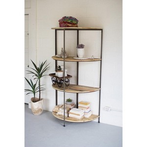 Recycled Wood and Metal Demi Lune Shelving Unit – 71.5" Tall by Kalalou - 1 of 3