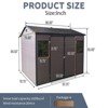 8 x 6 ft Resin Outdoor Storage Shed Waterproof Shed with Floor & Two Windows & Lockable Door, Tool Shed for Garden, Patio, Backyard,Gray - 4 of 4