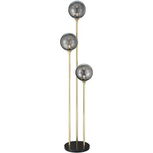 Possini Euro Design Arielle Mid Century Modern 67" Tall Standing Floor Lamp Tree 3-Light LED Foot Switch Gold Metal Brass Bubble Glass Gray Shade - 1 of 4