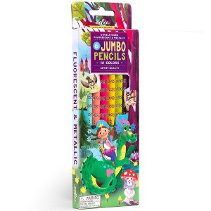 eeBoo: Jumbo Double-Sided Colored Pencils, 6pc, 12 Metallic & Fluorescent Colors - 1 of 4
