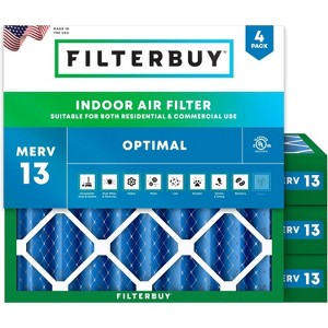 Filterbuy 14x14x4 Air Filter (4-Pack), Pleated MERV 13 Health Defense Replacement HVAC AC Furnace Filters (Actual Size: 13.50 x 13.50 x 3.63) - 1 of 4