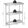 Nasitip Silver Stainless Steel Work Table with 3 Shelves and Optional Wheels, Commercial Prep Table for Kitchen, Garage, Restaurant - 3 of 4