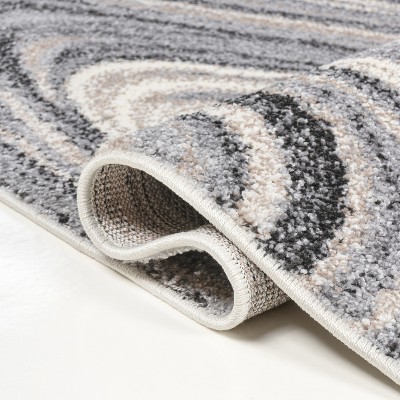 Eleni Charcoal and Cream Abstract Marble 3 x 5 Synthetic Area Rug