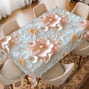 LOVEVOOK Washable Round Flower Tablecloth, Rectangle Floral Table Cover for Party Picnic Dinner Christmas Decor Indoor and Outdoor - 1 of 4