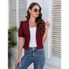 Womens Summer Cardigan Short Puff Sleeve Open Front Office Top Bussiness Jackets Work Suit for Women - 2 of 4