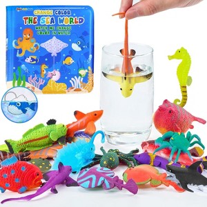 13-Pack Color-Changing Sea Creature Bath Toys, Mold-Free Set with Glow-in-the-Dark Features - 1 of 4