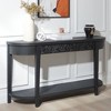 HDZNVF 59.2in Black Carved Wooden Console Table with Lower Storage Shelf and Tow Drawers - 2 of 4