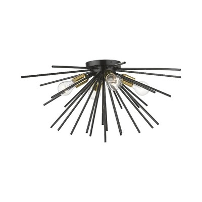 Livex Lighting Tribeca 4 - Light Flush Mount in  Shiny Black/Polished Brass