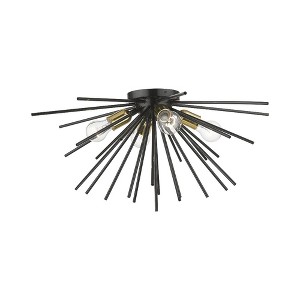 Livex Lighting Tribeca 4 - Light Flush Mount in  Shiny Black/Polished Brass - 1 of 4