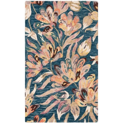 Blossom BLM462 Handmade Tufted Accent Rug - Blue/Plum - 3' X 5' - Safavieh