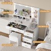 Vanity Desk with Mirror, 5 Large Drawers and 3 Tiers of Open Shelves for Bedroom & Dressing Room, Vanity for Women Girls - 4 of 4