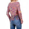 Women's Marled Yarn Lace Up Front Fringe Hem Sweater - Fate - 3 of 3