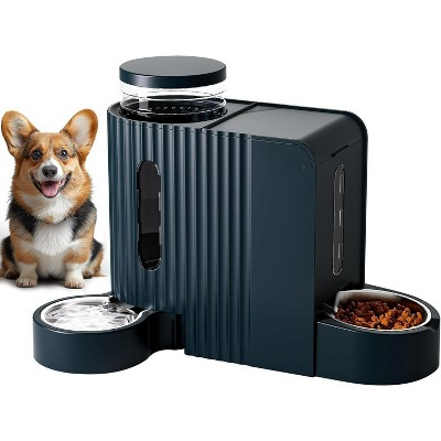 Automatic Gravity Pet Feeder and Water Dispenser Set, Stainless Steel Bowls for Dogs, Cats