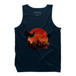 Men's Design By Humans Spooky Halloween Blood Moon Eclipse Ghostly Birds By KateLCardsNMore Tank Top - 1 of 3