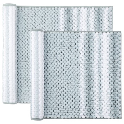 Piccocasa Microfiber Striped Bathroom Rugs Shaggy Soft Thick Water