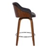 FurniFact,Swivel Counter Bar Stool with Walnut Wood Finish and Brown Faux Leather - 3 of 4