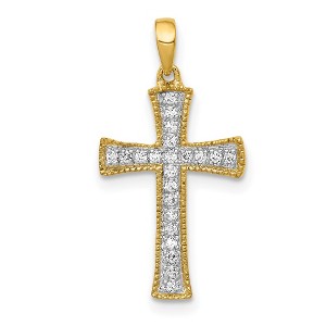 Black Bow Jewelry 14k Yellow or White Gold 1/10 Ctw Diamond Cross Pendant, 11 x 23mm - 1 of 4
