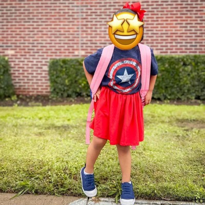 Toddler Boys\' Marvel Captain Target Sleeve - Shield : Short Navy T-shirt America