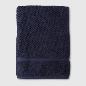 Performance Texture Bath Sheet Navy Blue - Threshold , Blue Blue