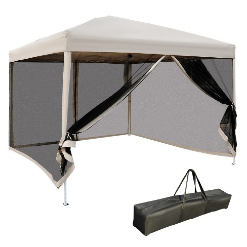 Outsunny 10' X 10' Pop Up Canopy Tent With Breathable Mesh Sidewalls, Easy  Height Adjustable, Easy Transport Carrying Bag For Backyard Garden Patio :  Target