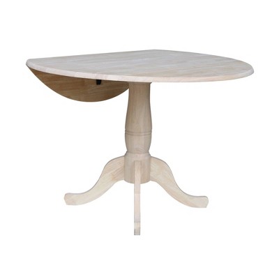 42" Round White Wood Extendable Dining Table