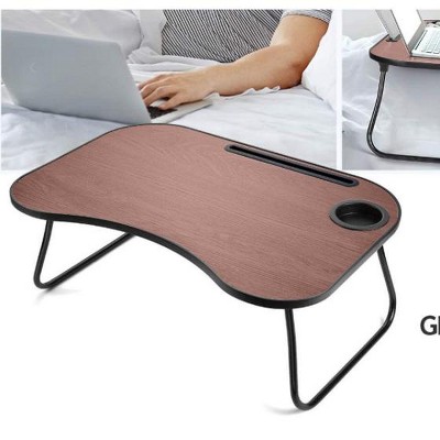 KTMBDW Laptop Bed Desk, Foldable Lap Table, Portable Study Table, Laptop Stand with Cup Holder & Tablet Slot for Working Writing & Drawing