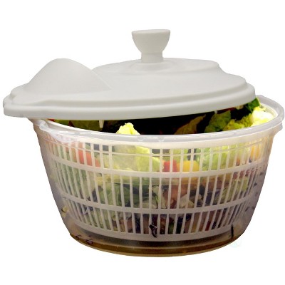 Basicwise Clear Salad Spinner, Vegetable Washer and Dryer with Bowl