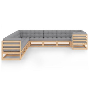 vidaXL Patio Lounge Set with Cushions Solid Pinewood - Natural, Cushion Included - 1 of 4