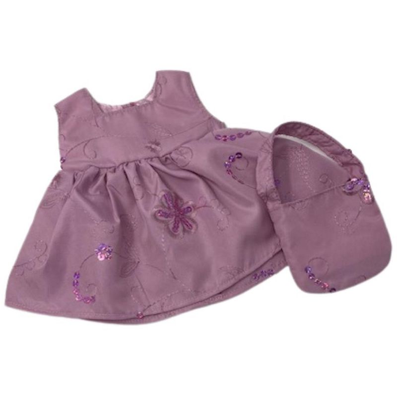 Doll Clothes Superstore Mauve Sequin Dress With Purse Fits Some Baby Alive And Little Baby Dolls, 1 of 5