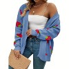 Women's Plus Size Cardigan Soft Print Long Sleeve Open Front Knit Sweaters - 2 of 4