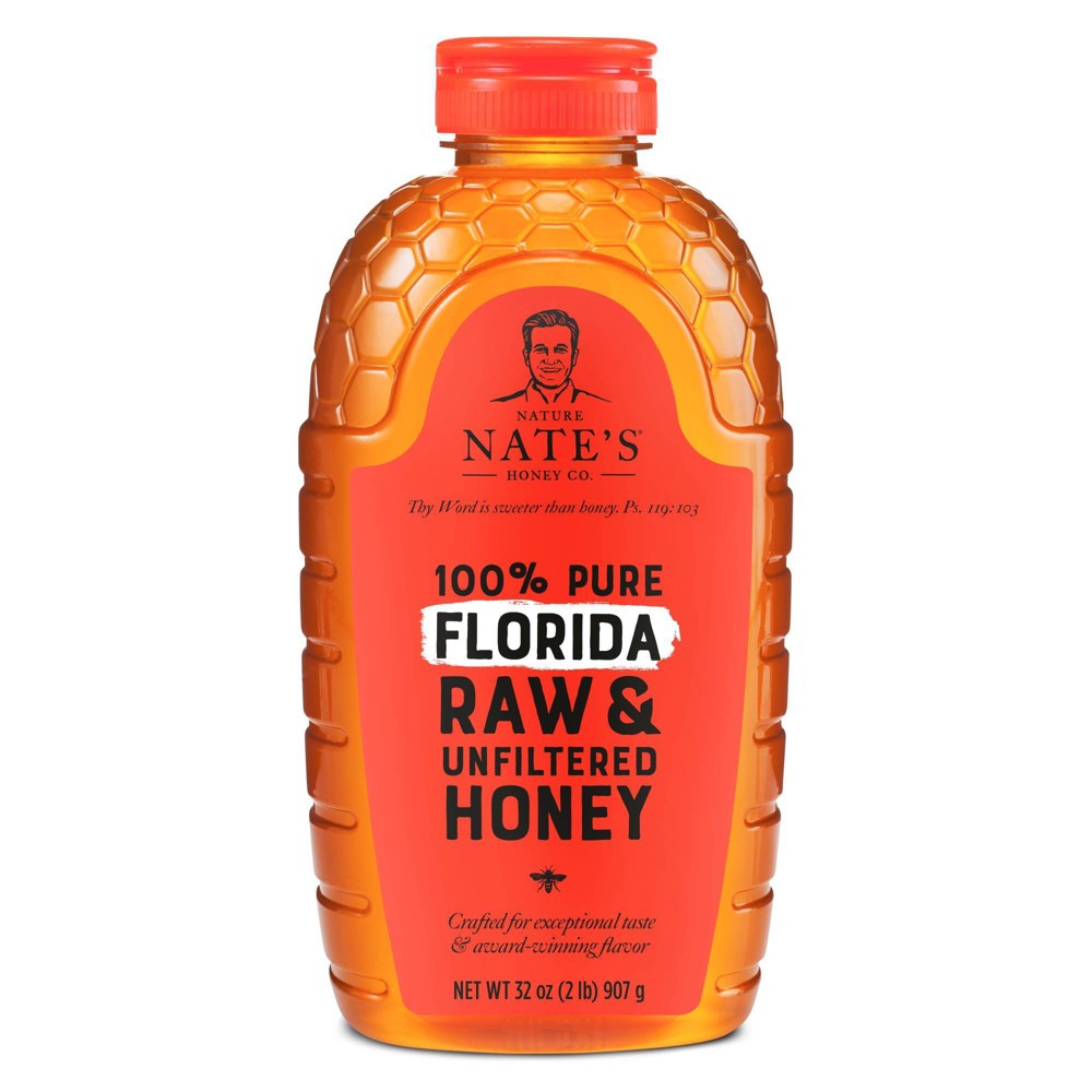 Nature Nate's 100% Pure Raw and Unfiltered Florida Honey - 32oz