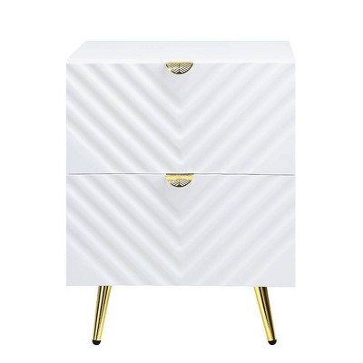 Acme Furniture Gaines Nightstand White High Gloss Finish