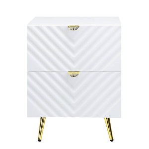 Acme Furniture Gaines Nightstand White High Gloss Finish - 1 of 4