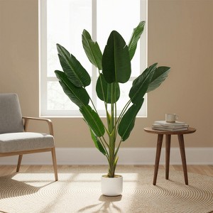 Orieon 4FT Artificial Bird of Paradise Tree with Planter, Tall Faux Banana Leaf Plant for Indoor & Outdoor Home or Office Decor - 1 of 4