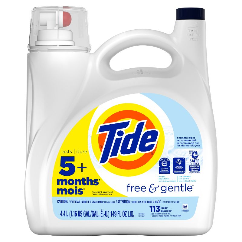 Tide Free & Gentle HE Compatible Liquid Laundry Detergent Soap, 1 of 12