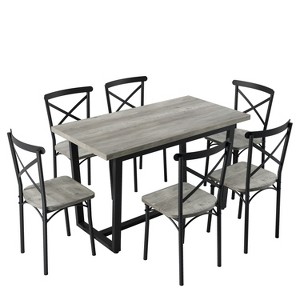 NicBex Dining Table Set for 6 Kitchen Table Table and Chair with 6 Chairs Perfect for Kitchen, Breakfast Nook, Living Room - 1 of 4