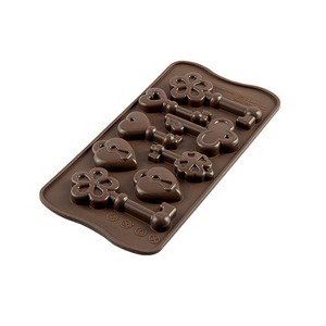 Silikomart Silicone Easy Chocolate Mold, Keys, 8 cavities - 1 of 3
