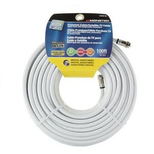 Monster 140029-00 Rg6 Quad Video Coaxial Cable 100', White - 1 of 1