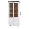 78.7" Tall Bookcase with Glass Doors, Freestanding Corner Curio Display Storage Cabinet, Wooden Kitchen Pantry Cabinet for Living Room Office Kitchen - 3 of 4