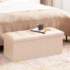 Itopfox Folding Ottoman Storage Bench with Flipping Lid, Small Foot Rest Stool for Bedroom, Living Room, Entryway in Faux Leather Ivory - 3 of 4