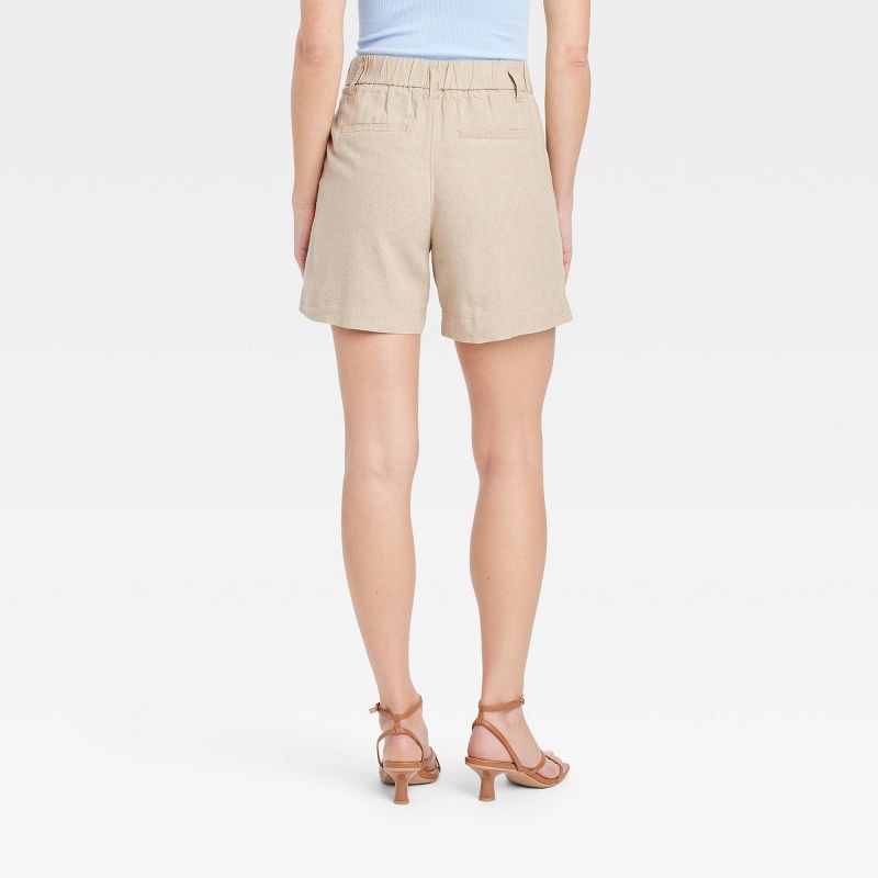 Women's High-Rise Linen Pleated Front Shorts - A New Day™, 3 of 9