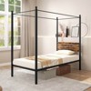 Infans Twin Size Canopy Bed Frame 4-Poster Platform Bed Frame w/ Industrial Headboard - 3 of 4