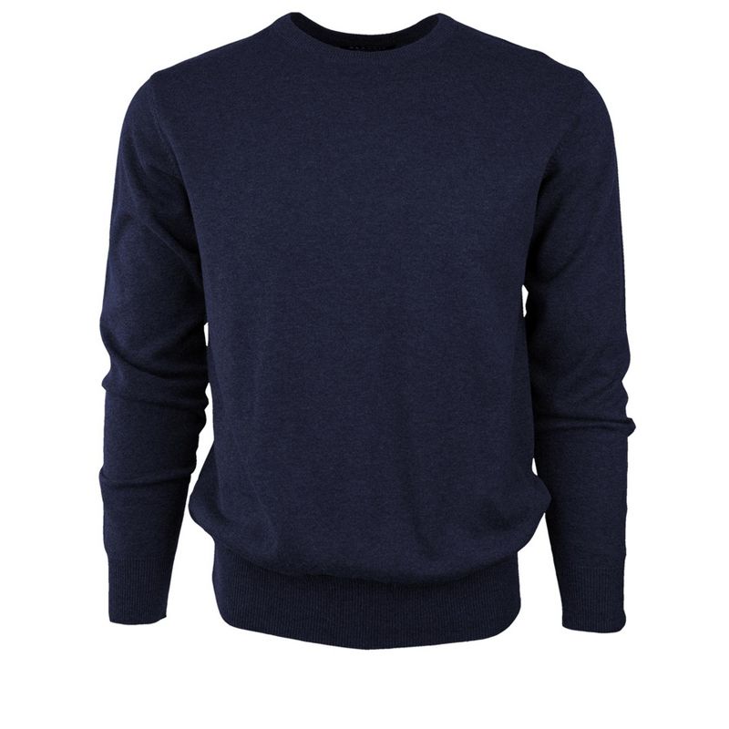 Solid Crew Neck Cotton Sweater for Men from Size S to 4XL, 1 of 2
